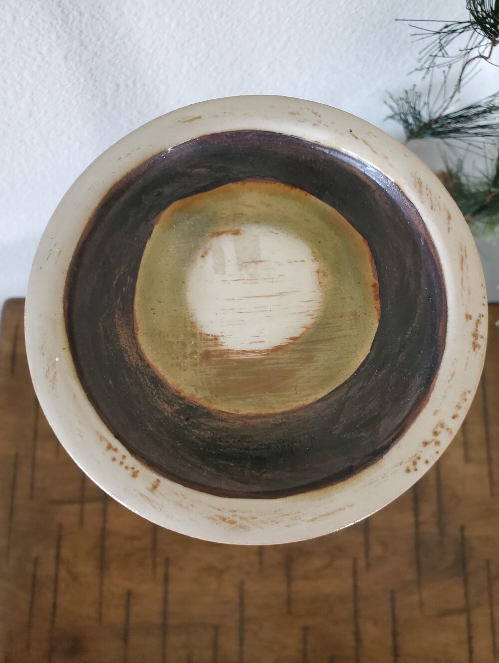 Vintage MCM Striped Ceramic Pillar Candle Holder Retro Earth Tone Pottery Boho - Picture 2 of 11